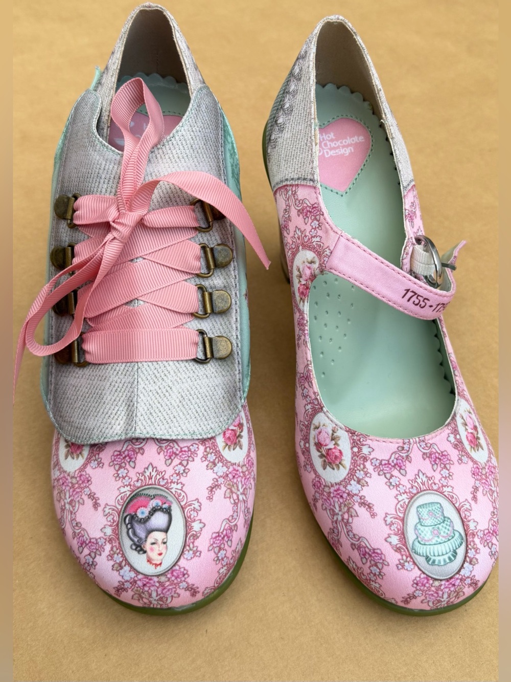 Hot Chocolate Design Marie Antoinette Shoes Size 36 Pink Floral Heels